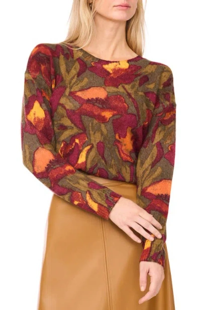 Vince Camuto Floral Crewneck Sweater In Multi