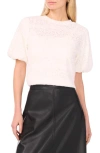 Vince Camuto Floral Detail Puff Sleeve Sweater In Pink