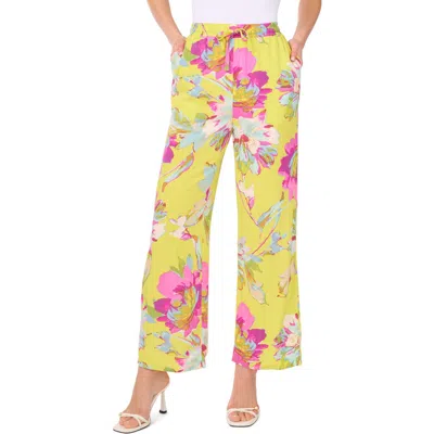 Vince Camuto Floral Drawstring Pants In Lime Green