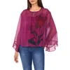 Vince Camuto Floral Flutter Bell Sleeve Top In Pink