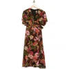 Vince Camuto Floral Flutter Sleeve Chiffon Faux Wrap Dress In Multi