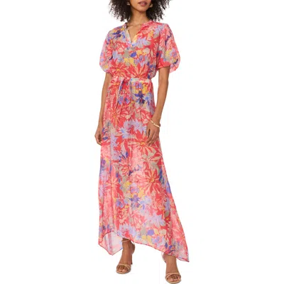 Vince Camuto Floral Handkerchief Hem Maxi Dress In Cayenne