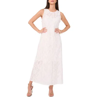 Vince Camuto Floral Jacquard Sleeveless Maxi Dress In Ultra White