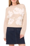 Vince Camuto Plus Size Flower Motif Crewneck Sweater In Brown