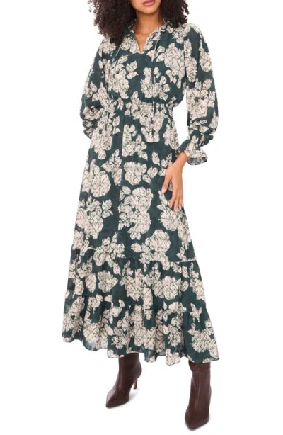 Vince Camuto Floral Jacquard Tiered Maxi Dress In Green