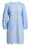 Vince Camuto Floral Lace Long Sleeve Shift Dress In Periwinkle