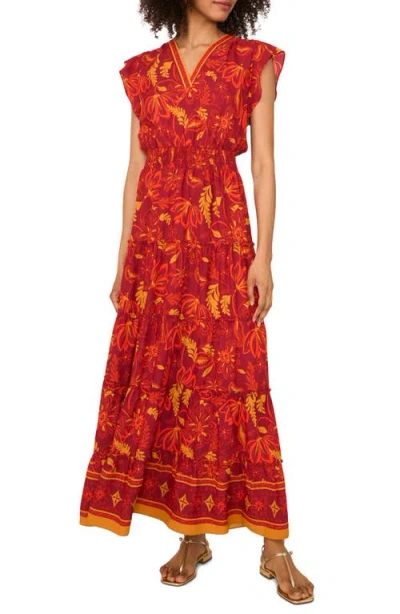 Vince Camuto Floral Maxi Dress In Orange