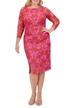 Vince Camuto Floral Mesh Ruched Body-con Dress