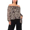 Vince Camuto Floral Metallic Print Off The Shoulder Top In Black