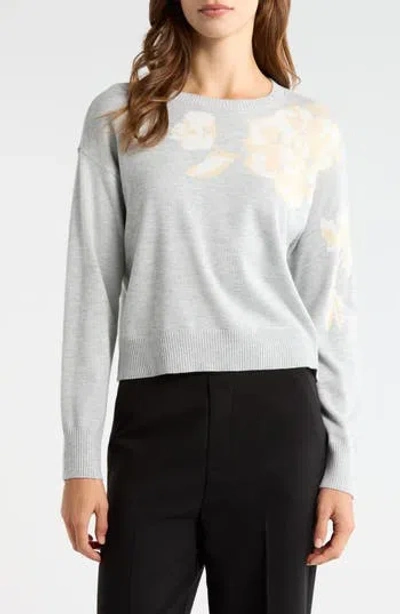 Vince Camuto Floral Motif Crewneck Sweater In Animal Print