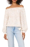 Vince Camuto Floral Off The Shoulder Long Sleeve Top In Natural Sand