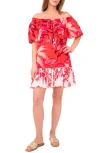 Vince Camuto Floral Off The Shoulder Minidress In Poppy