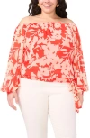 Vince Camuto Plus Size Off-the-shoulder Long-sleeve Blouse In Cayenne