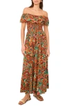 Vince Camuto Floral Off The Shoulder Tiered Ruffle Maxi Dress