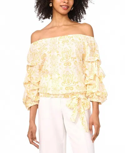 Vince Camuto Floral Off-the-shoulder Blouse In Yellow Rose
