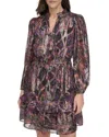 Vince Camuto Petites Womens Metallic Ruffled Mini Dress In Purple