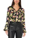 Vince Camuto Floral Long Sleeve Shirt In Rich Black