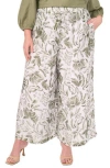 Vince Camuto Floral Print Drawstring Pants In Olive Mist Floral