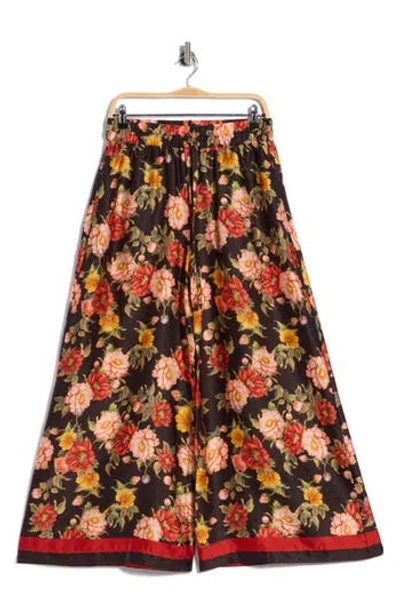 Vince Camuto Floral Print Drawstring Wide Leg Pants In Multi