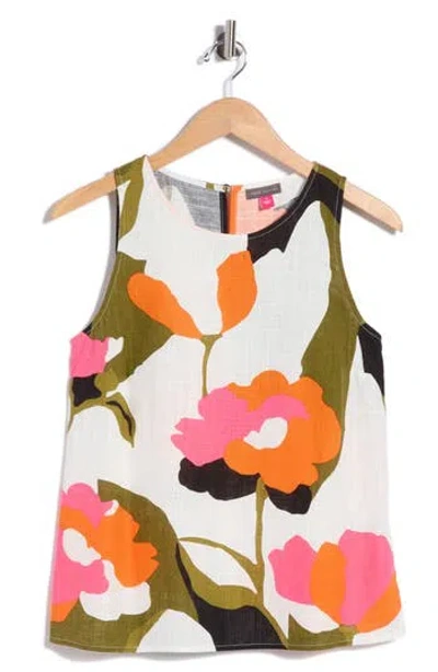Vince Camuto Floral Print Linen Tank In Multi