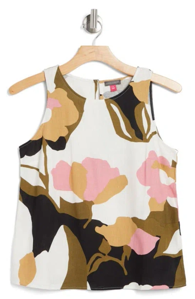Vince Camuto Floral Print Linen Tank In New Blush