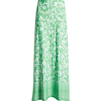Vince Camuto Floral Print Maxi Skirt In Green