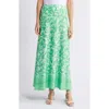 Vince Camuto Floral Print Maxi Skirt In Jolly Green