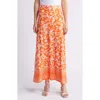 Vince Camuto Floral Print Maxi Skirt In Orange Blossom