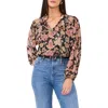 Vince Camuto Floral Print Raglan Sleeve Peasant Top In Multi