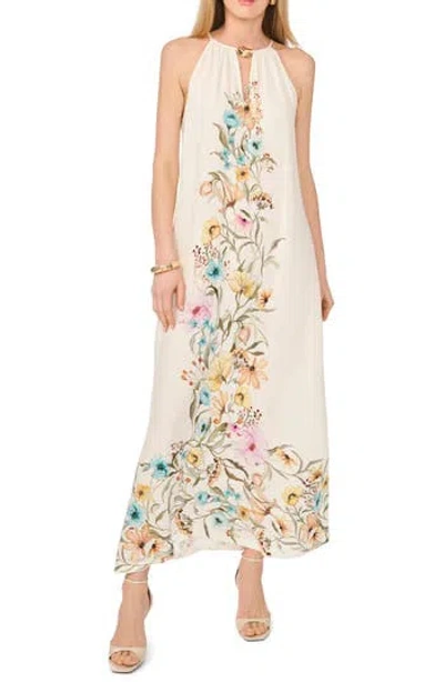 Vince Camuto Floral Print Sleeveless Maxi Dress In Neutral