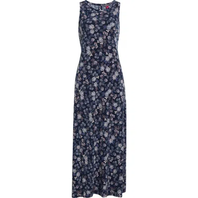 Vince Camuto Floral Print Sleeveless Maxi Dress In Blue