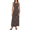 Vince Camuto Floral Print Sleeveless Maxi Dress In Rich Black