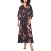 Vince Camuto Floral Print Smocked Maxi Dress In Black