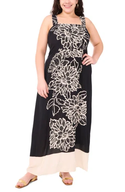 Vince Camuto Floral Print Smocked Sleeveless Maxi Dress