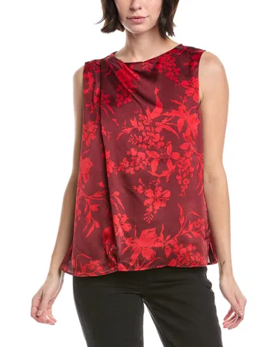 Vince Camuto Pleated Sleeveless Satin Top In Burgundy