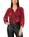 Vince Camuto Floral Print Raglan Sleeve Shirt In Cherry