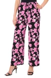 Vince Camuto Floral Print Wide Leg Drawstring Pants In Violet Blush