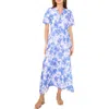Vince Camuto Floral Puff Sleeve A-line Maxi Dress In Lucent White