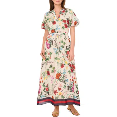 Vince Camuto Floral Puff Sleeve A-line Maxi Dress In Multi