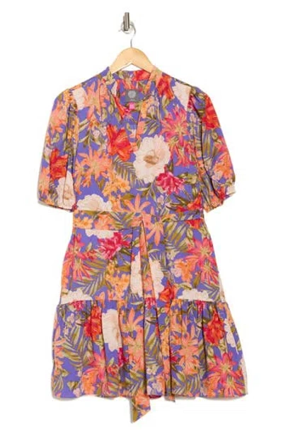 Vince Camuto Floral Puff Sleeve Dress In Blue Floral