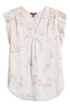 Vince Camuto Printed Flutter Sleeve Top In New Ivory