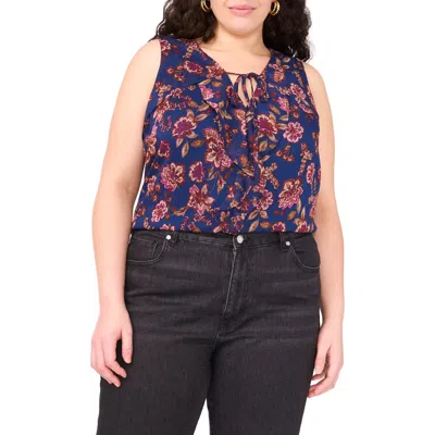 Vince Camuto Floral Ruffle Neck Sleeveless Top In Multi