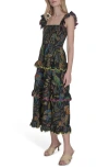 Shop Vince Camuto Floral Ruffle Sleeve Cotton Midi Ssundress