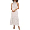 Vince Camuto Floral Satin Midi Dress In New Ivory