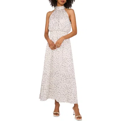 Vince Camuto Floral Satin Midi Dress In New Ivory