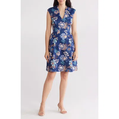 Vince Camuto Floral Scuba Knit Fit & Flare Dress