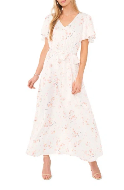 VINCE CAMUTO FLORAL SHORT SLEEVE MAXI DRESS