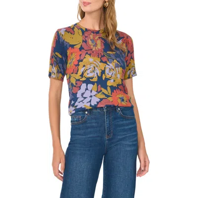Vince Camuto Floral Short Sleeve Sweater In Multi