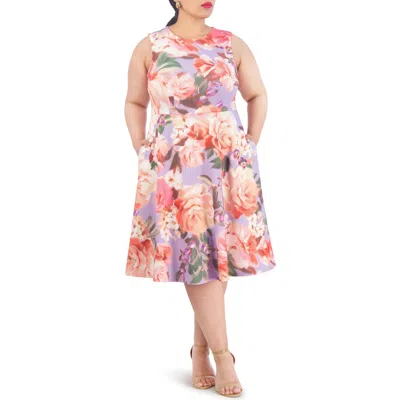 Vince Camuto Floral Sleeveless Fit & Flare Scuba Dress