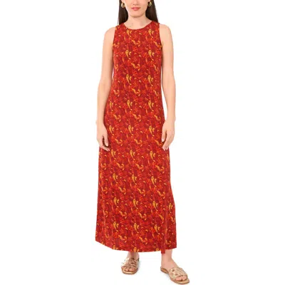 Vince Camuto Floral Sleeveless Jersey Maxi Dress In Red